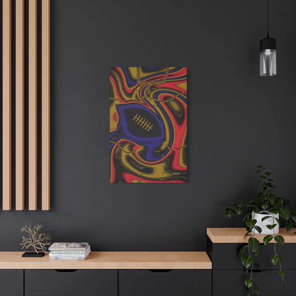 Purple, Black & Gold Trippy Football Canvas