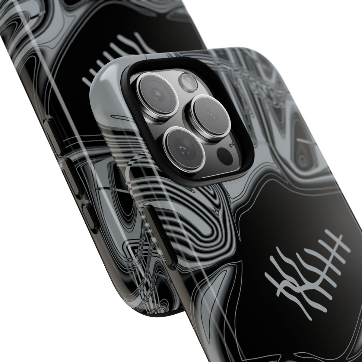 Black & Silver Trippy Football Phone Case