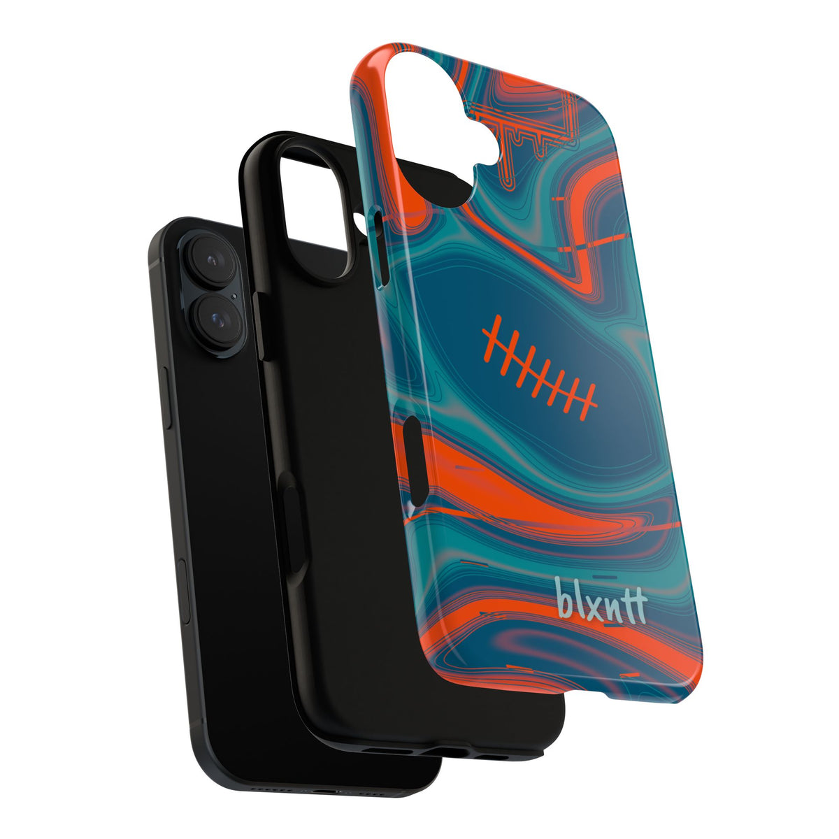 Aqua & Orange Trippy Football Phone Case