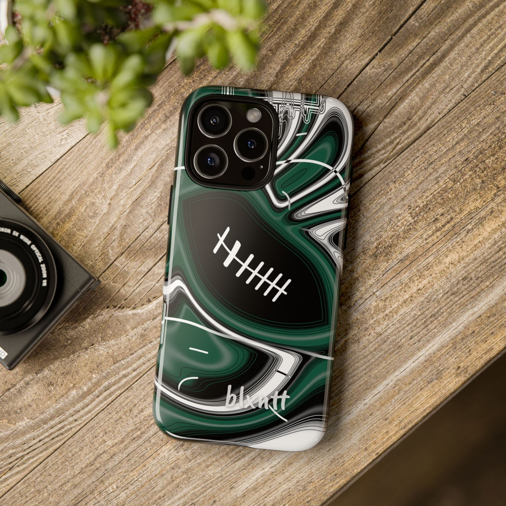Hunter Green & White Trippy Football Phone Case