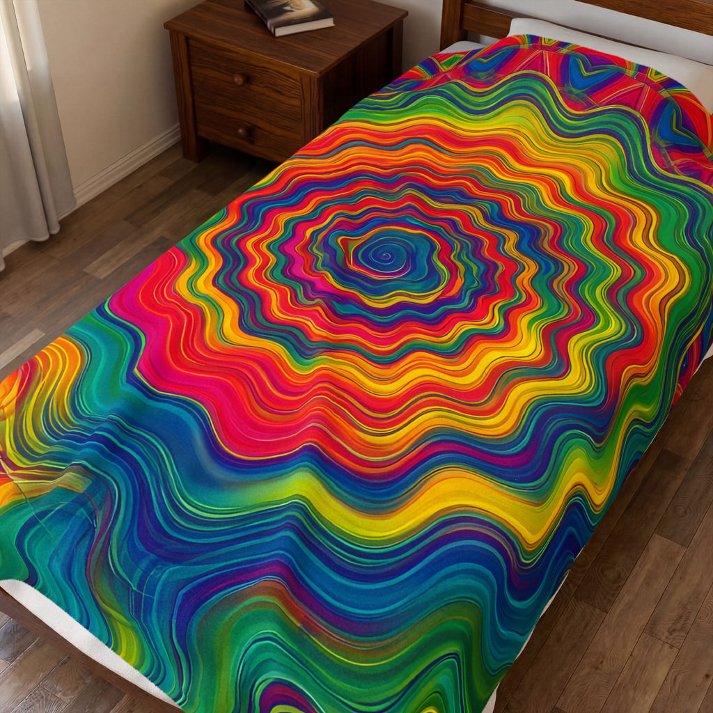 Hypnotic Rainbow Ripple Blanket