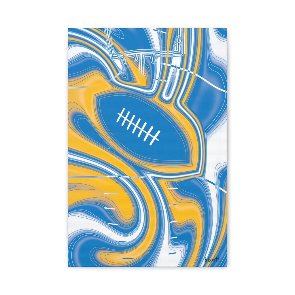 Powder Blue & Gold Trippy Football Canvas