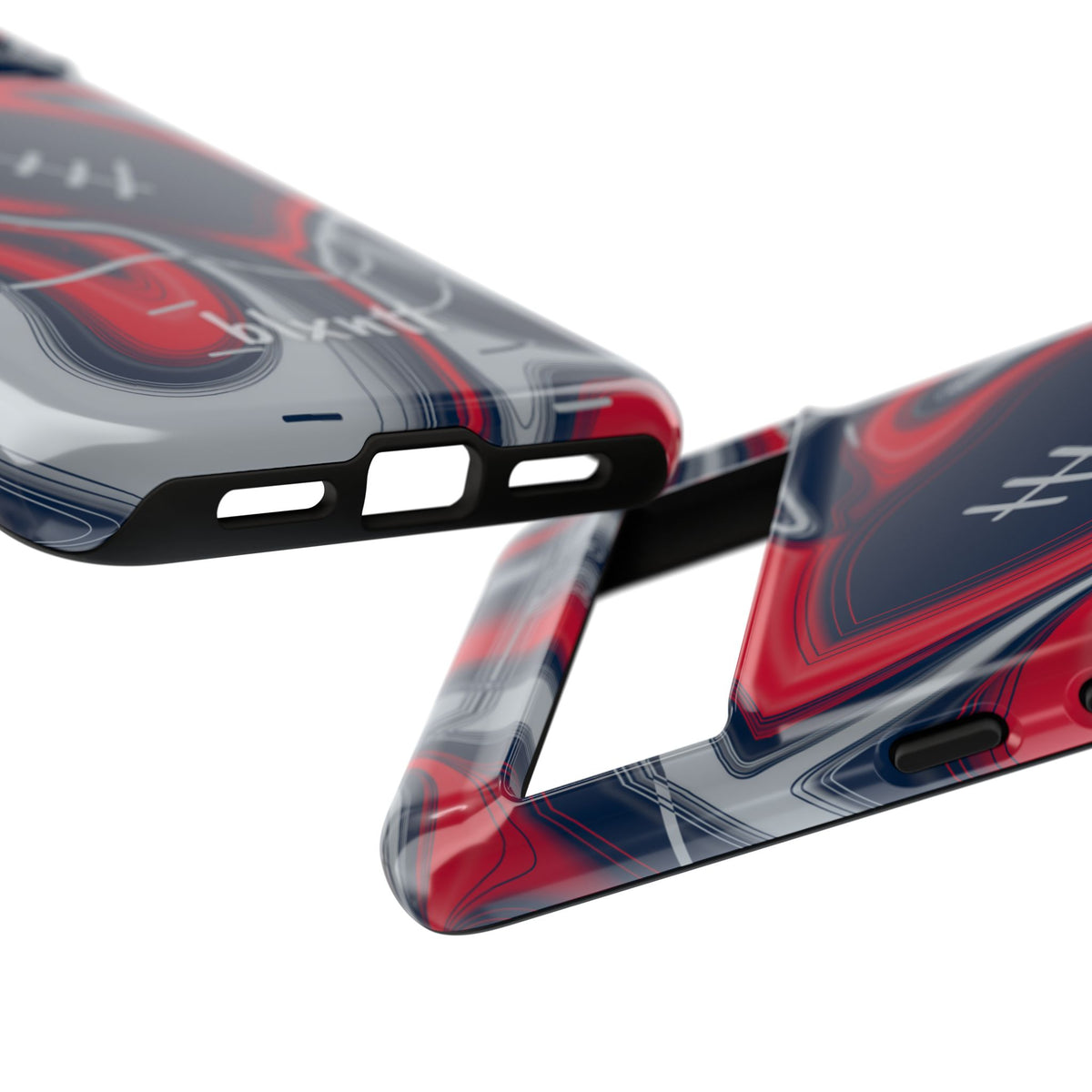 Navy, Red & Silver Trippy Football Phone Case
