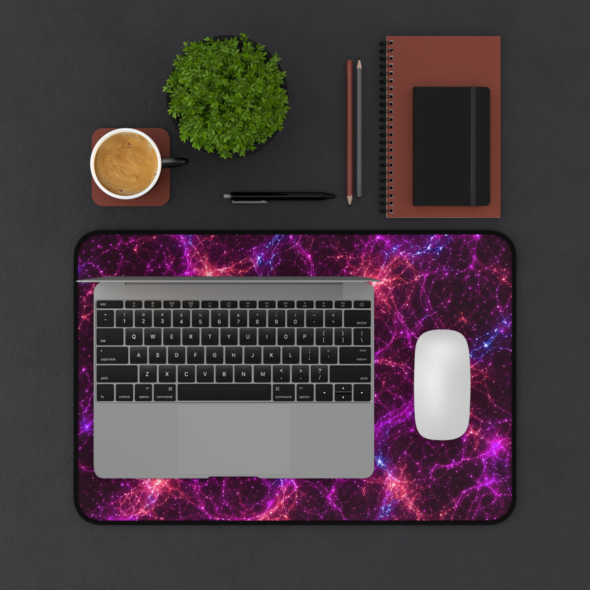 Neon Mycelium - Ember Orchid Desk Mat