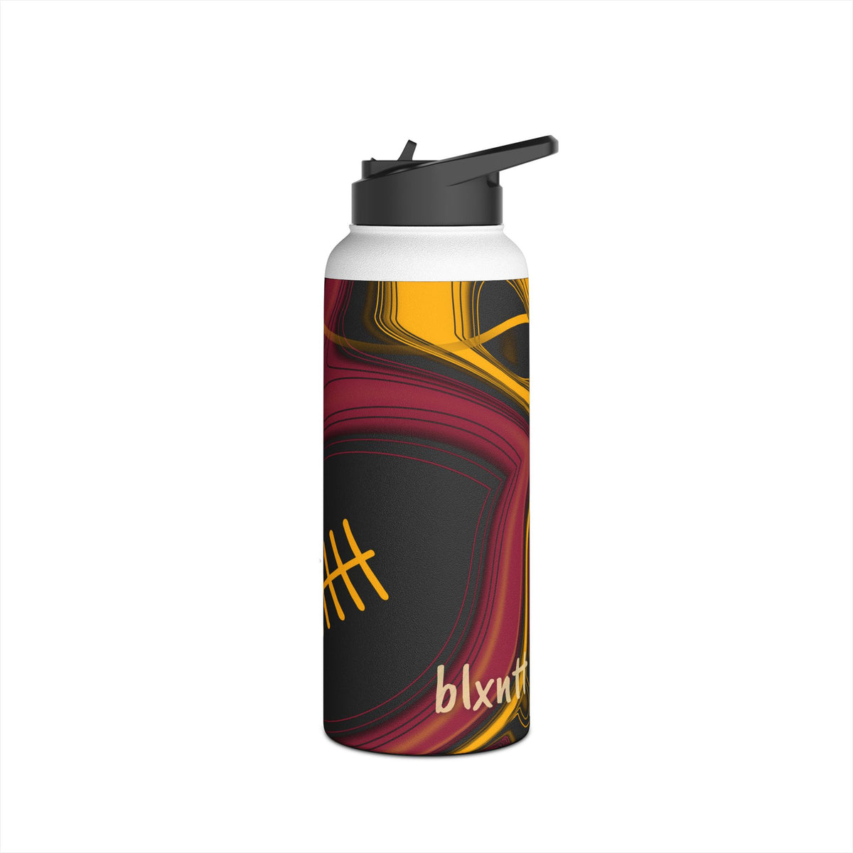 Cardinal Red, Black & Gold Trippy Football Water Bottle