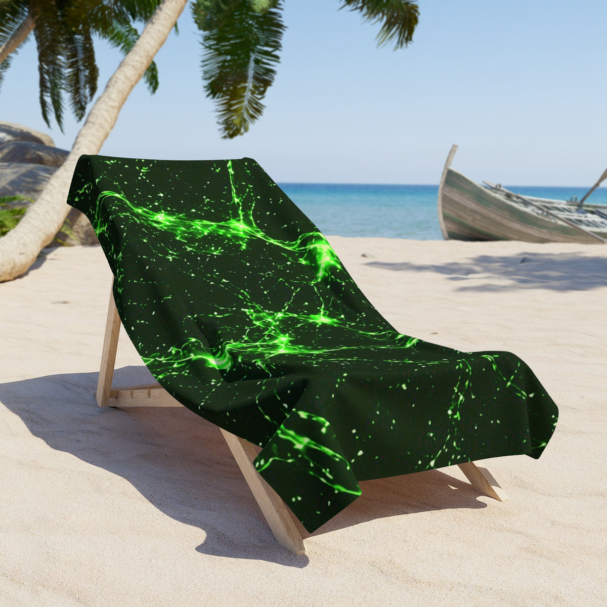 Neon Mycelium - Toxic Lime Beach Towel
