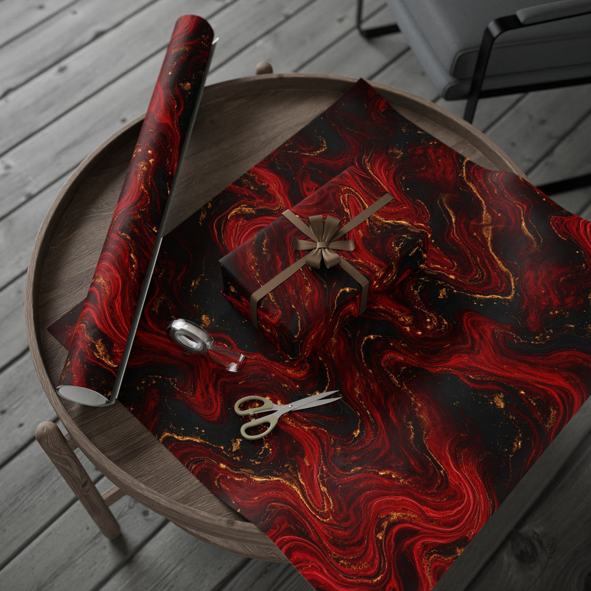 Red & Black Marble Wrapping Paper