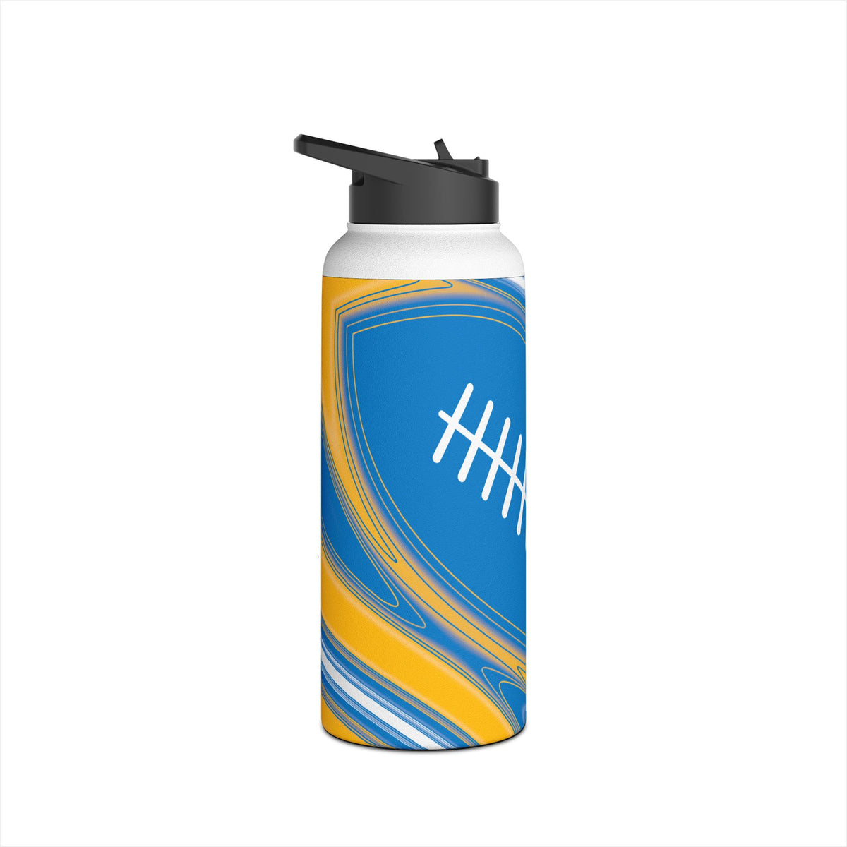 Powder Blue & Gold Trippy Football Water Bottle