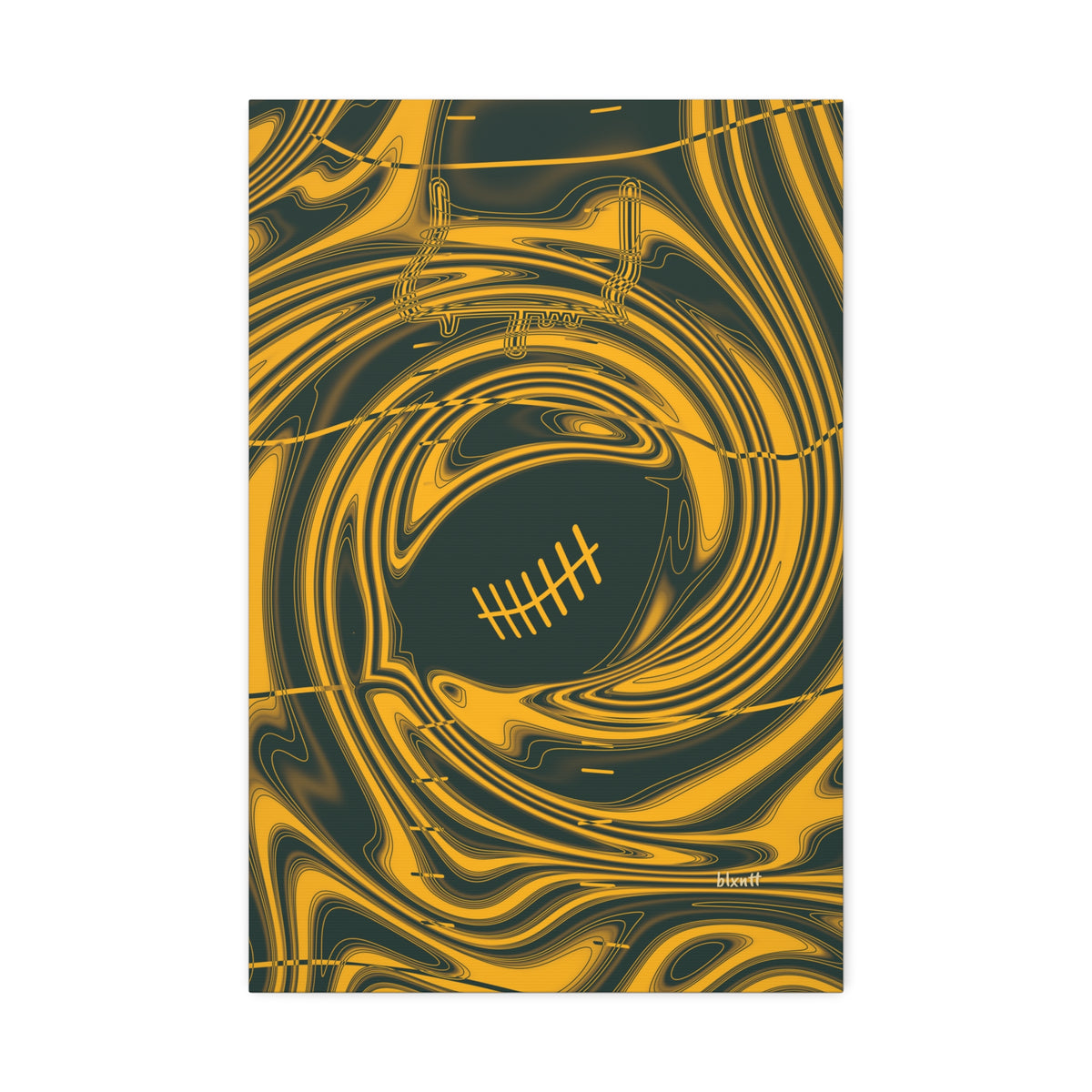 Green & Gold Trippy Football Glossy Canvas