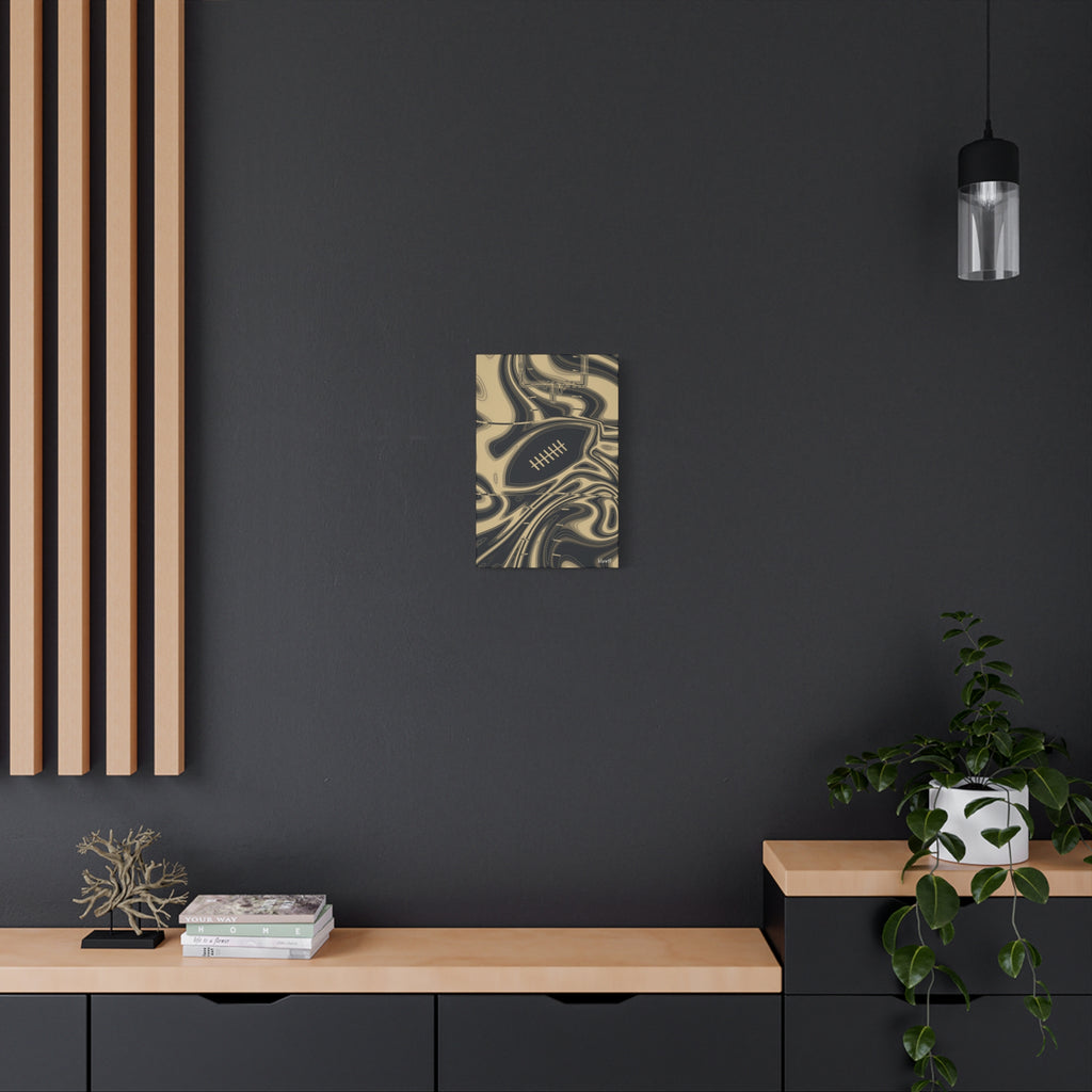 Old Gold & Black Trippy Football Canvas