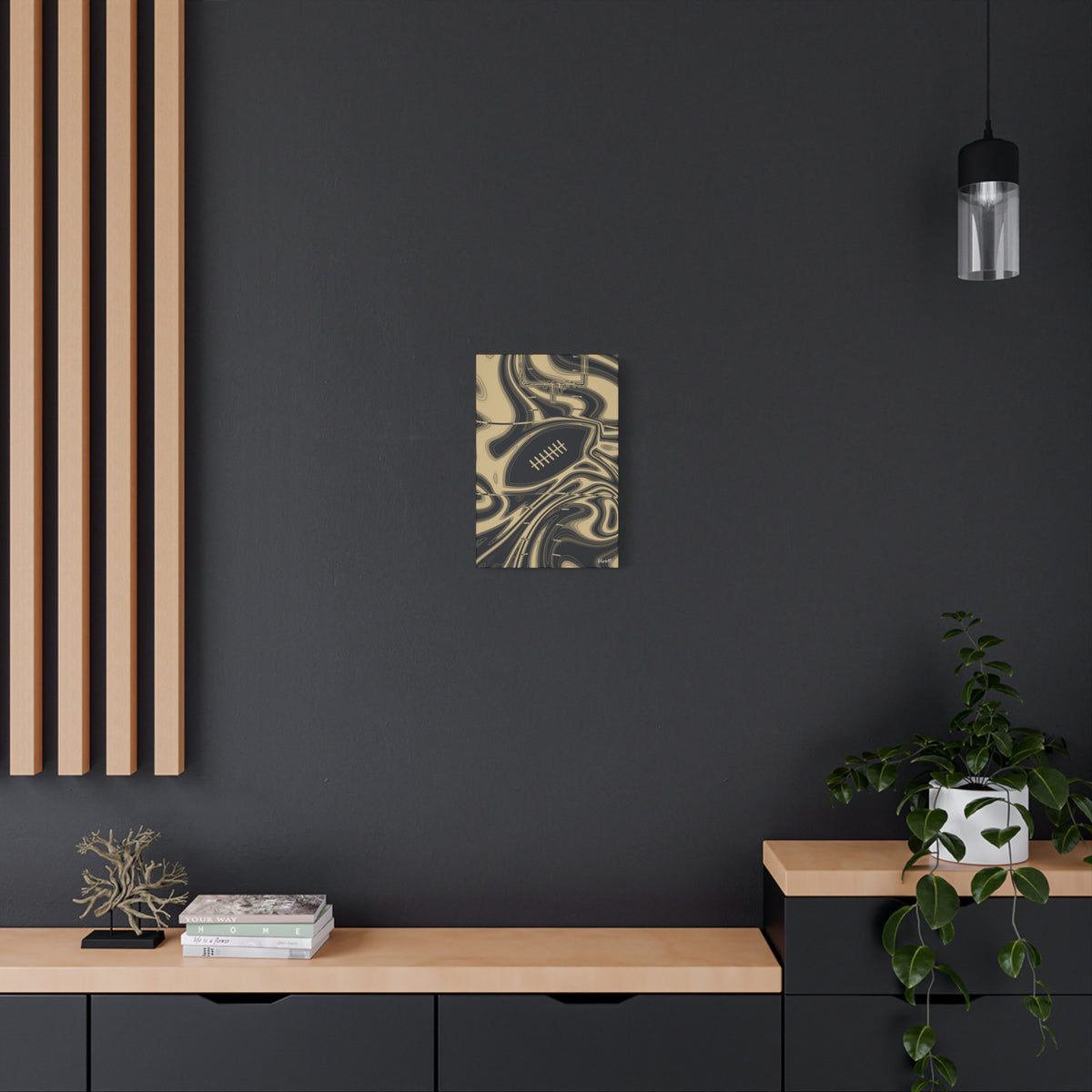 Old Gold & Black Trippy Football Canvas