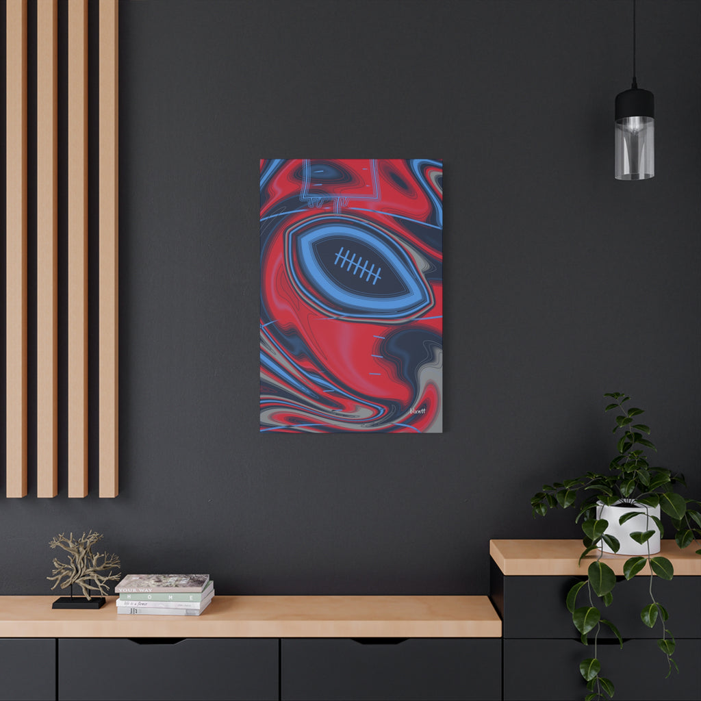 Navy, Light Blue & Red Trippy Football Canvas