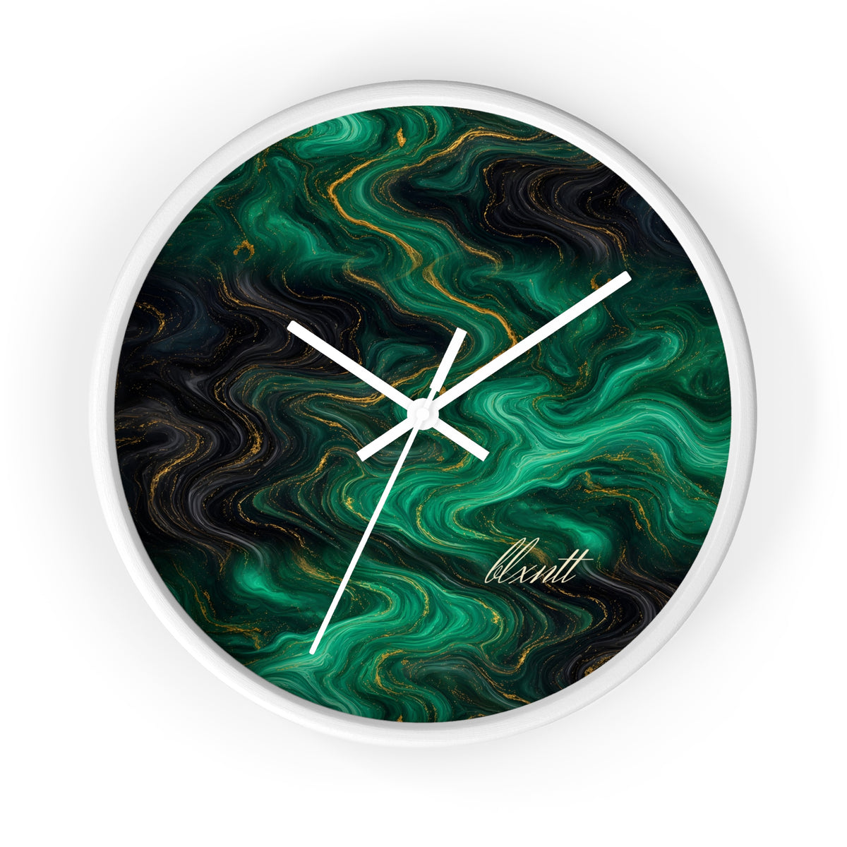Emerald & Black Marble Wall Clock