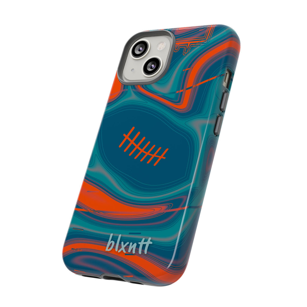Aqua & Orange Trippy Football Phone Case