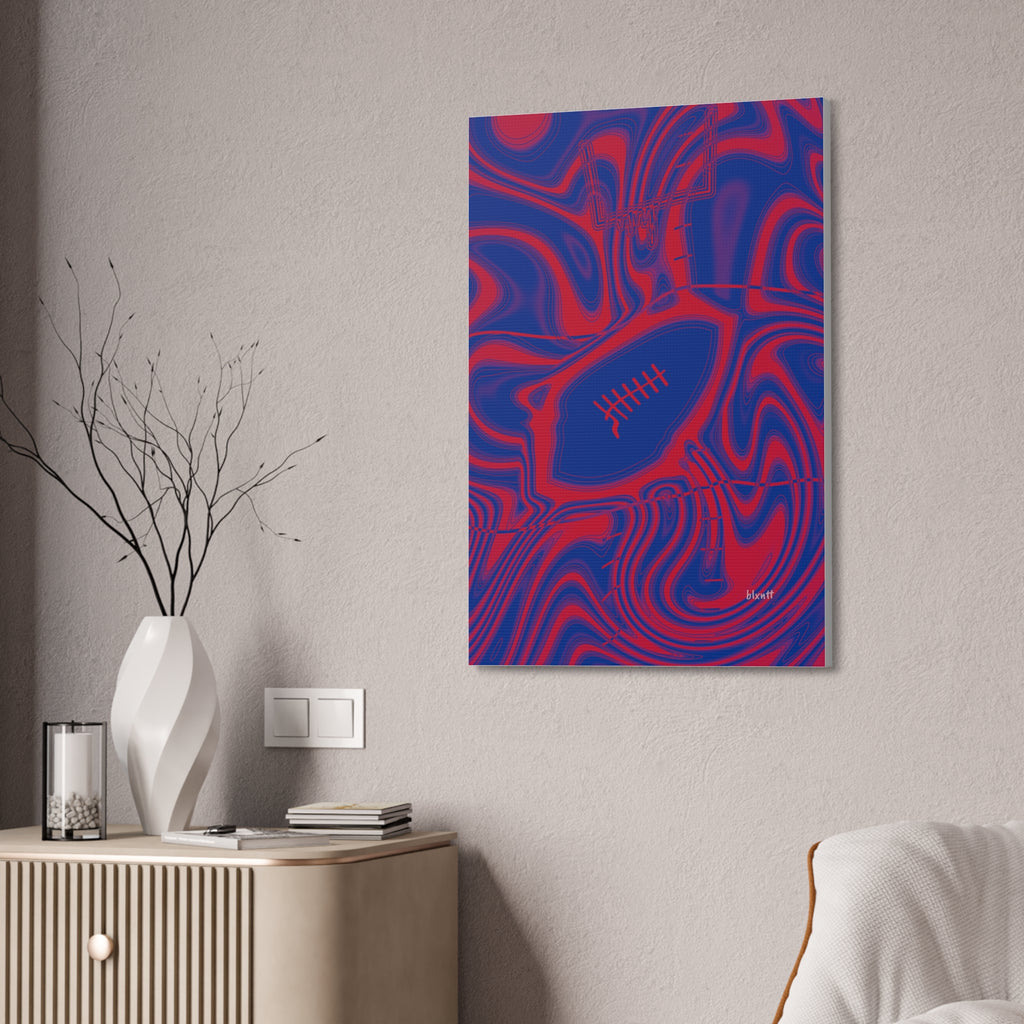 Royal Blue & Red Trippy Football Glossy Canvas