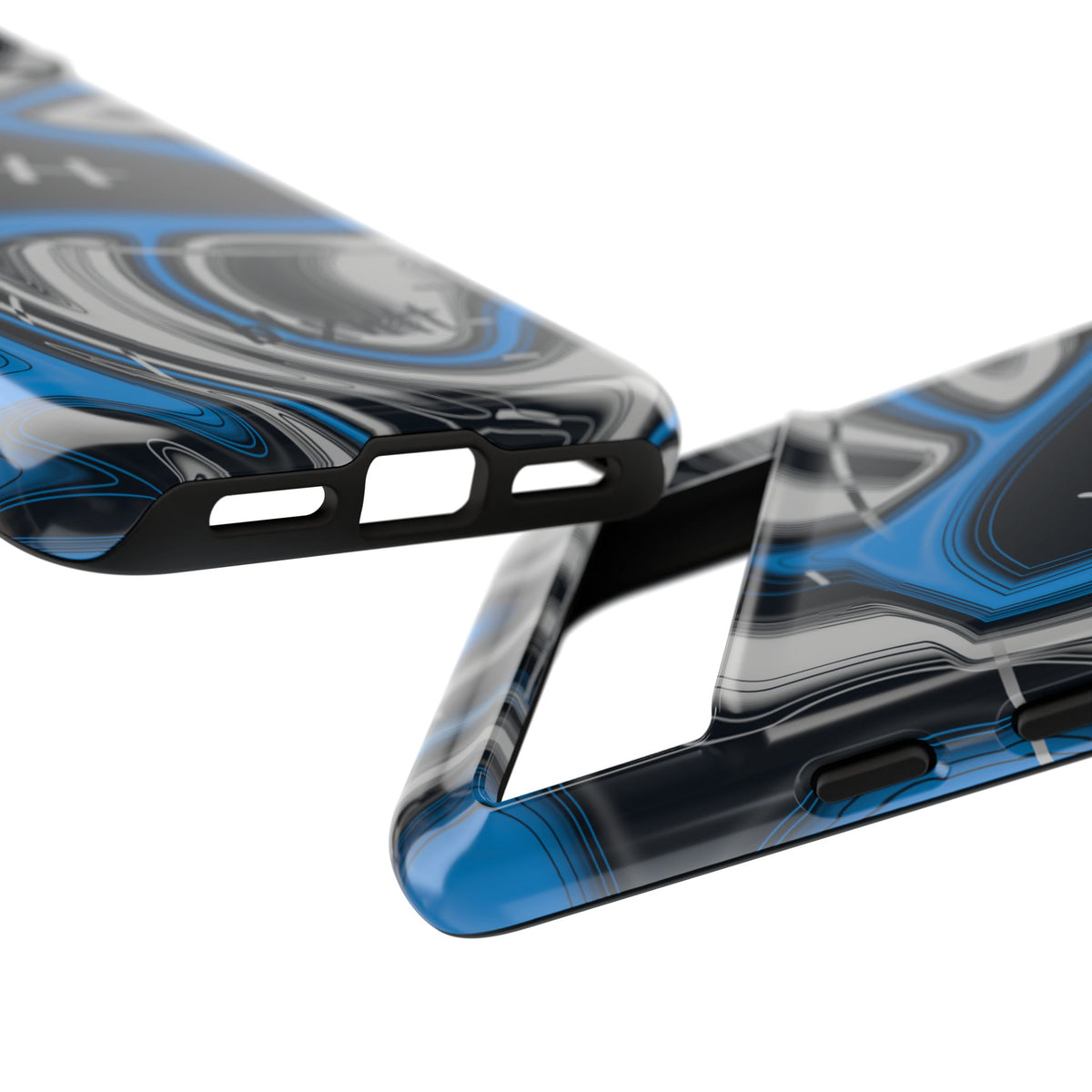 Sky Blue, Black & Silver Trippy Football Phone Case