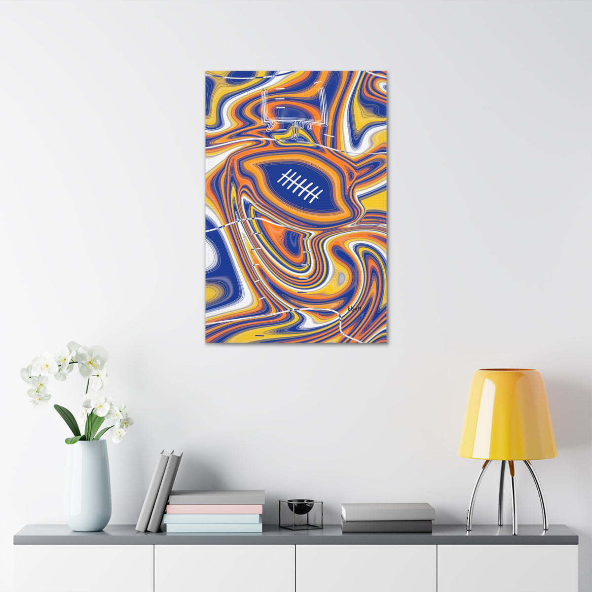 Royal Blue & Yellow Trippy Football Glossy Canvas