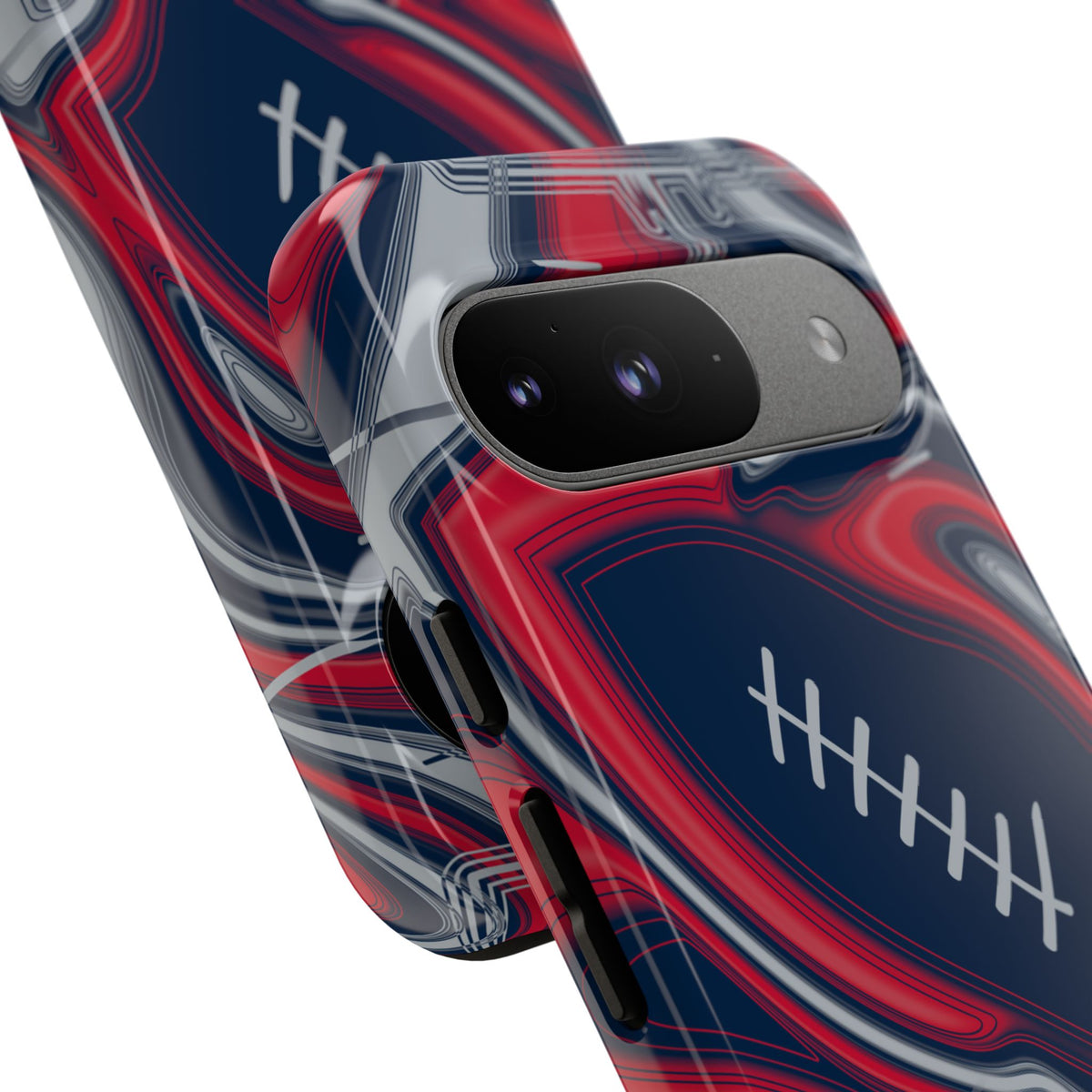 Navy, Red & Silver Trippy Football Phone Case