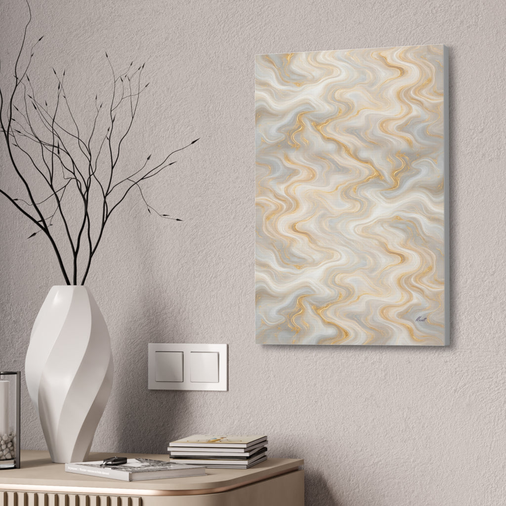 White & Gold Marble Glossy Canvas