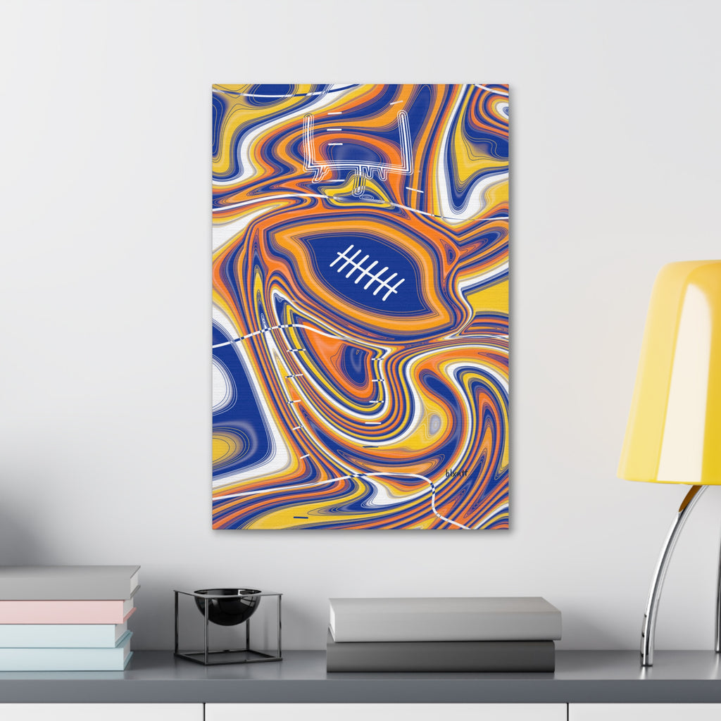 Royal Blue & Yellow Trippy Football Glossy Canvas