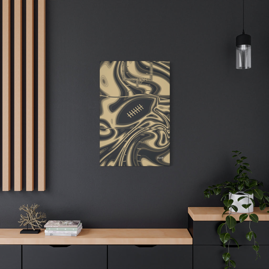 Old Gold & Black Trippy Football Canvas