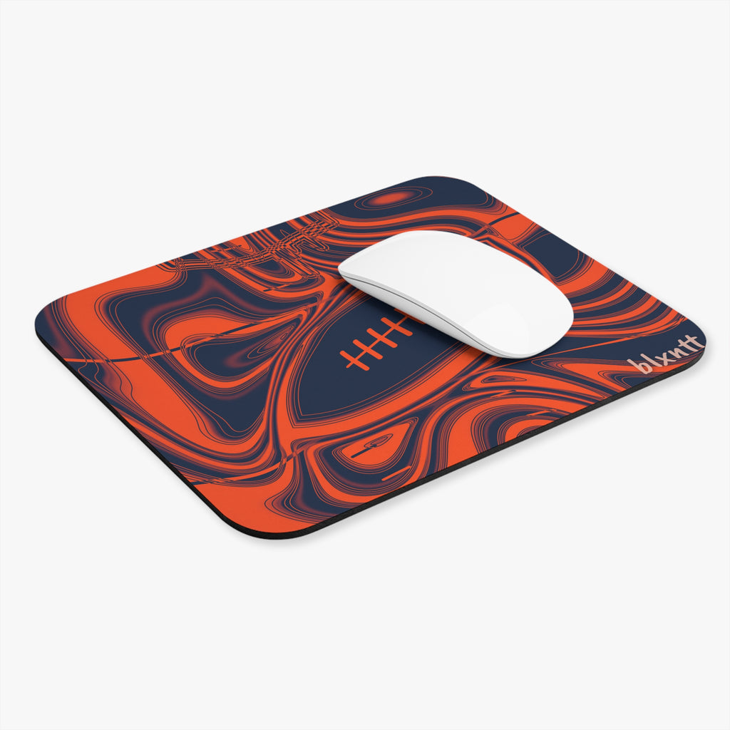 Orange & Navy Trippy Football Mouse Pad
