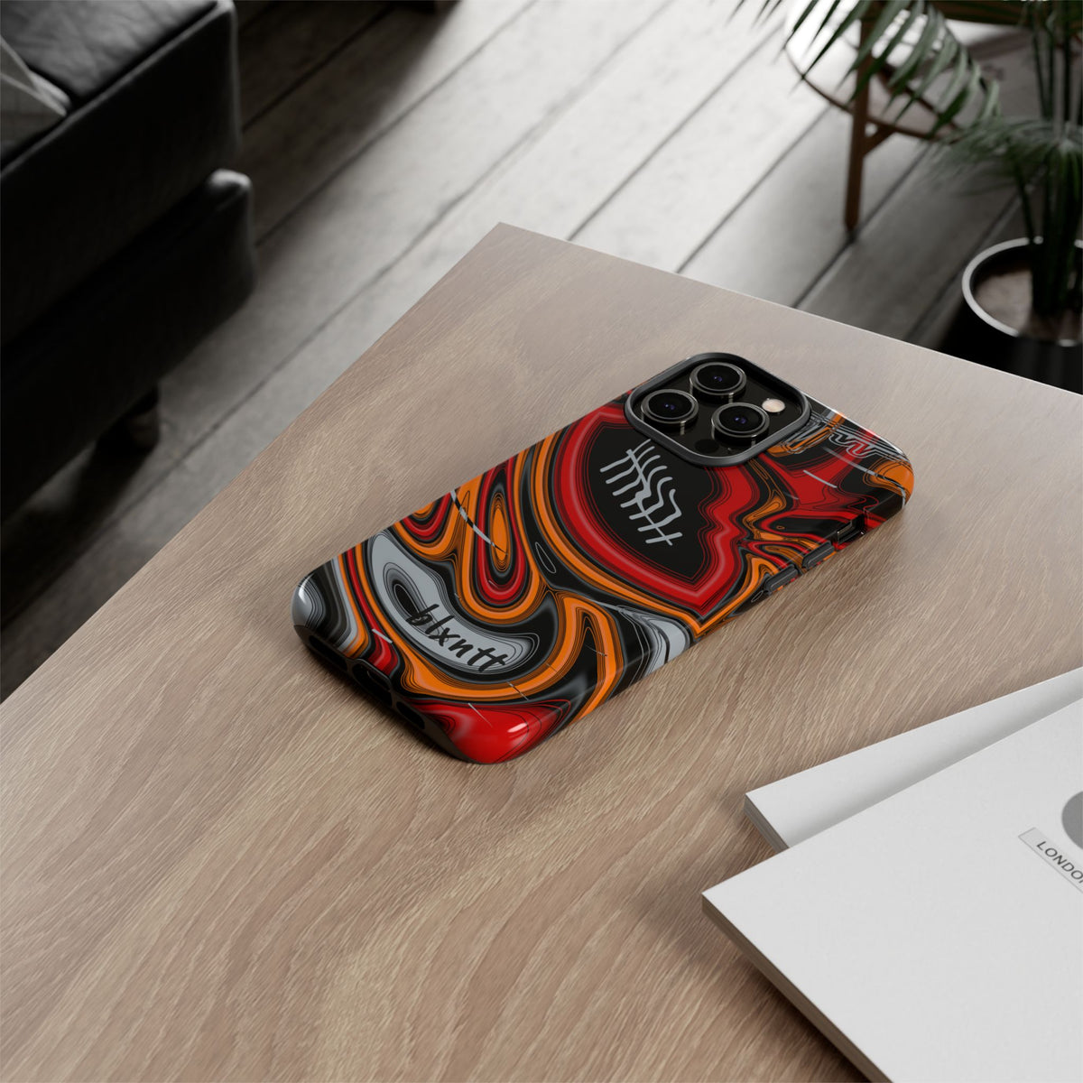 Red, Orange & Pewter Trippy Football Phone Case