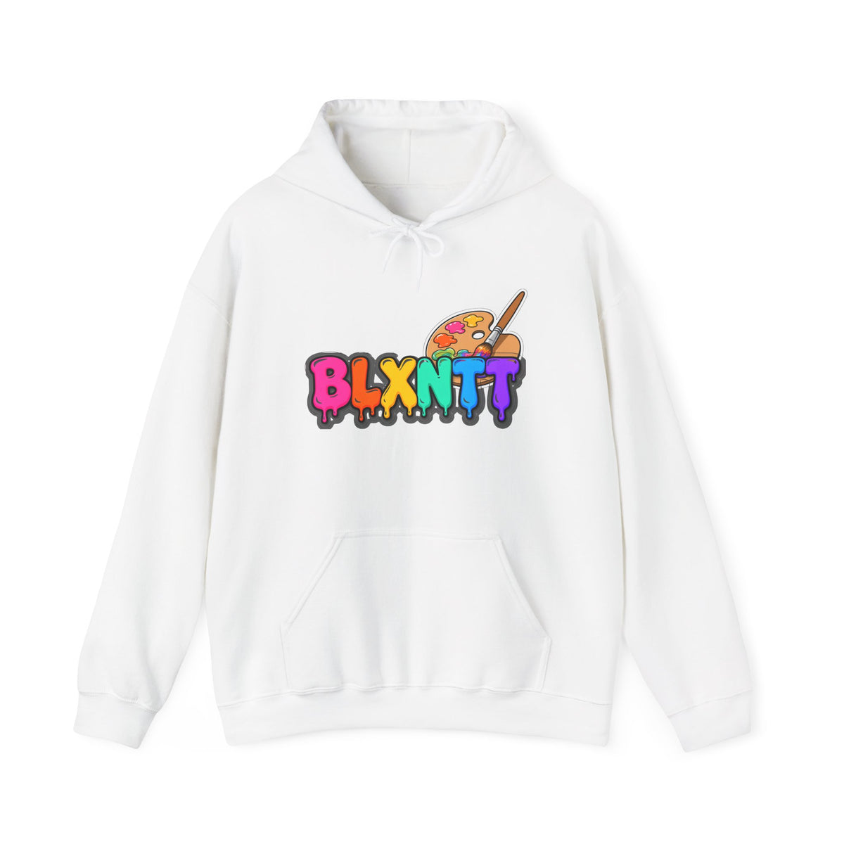 BLXNTT Paint Spill Hoodie - Rainbow (White)