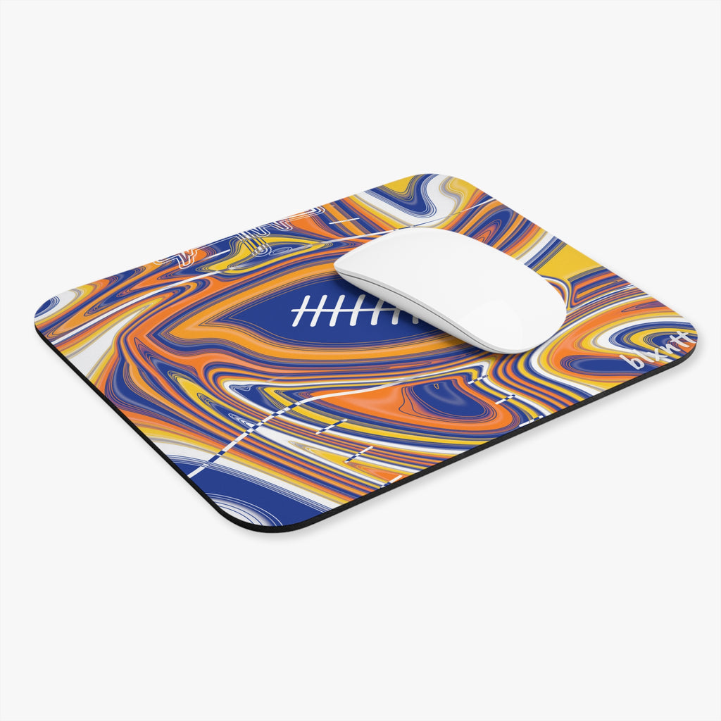 Royal Blue & Yellow Trippy Football Mouse Pad