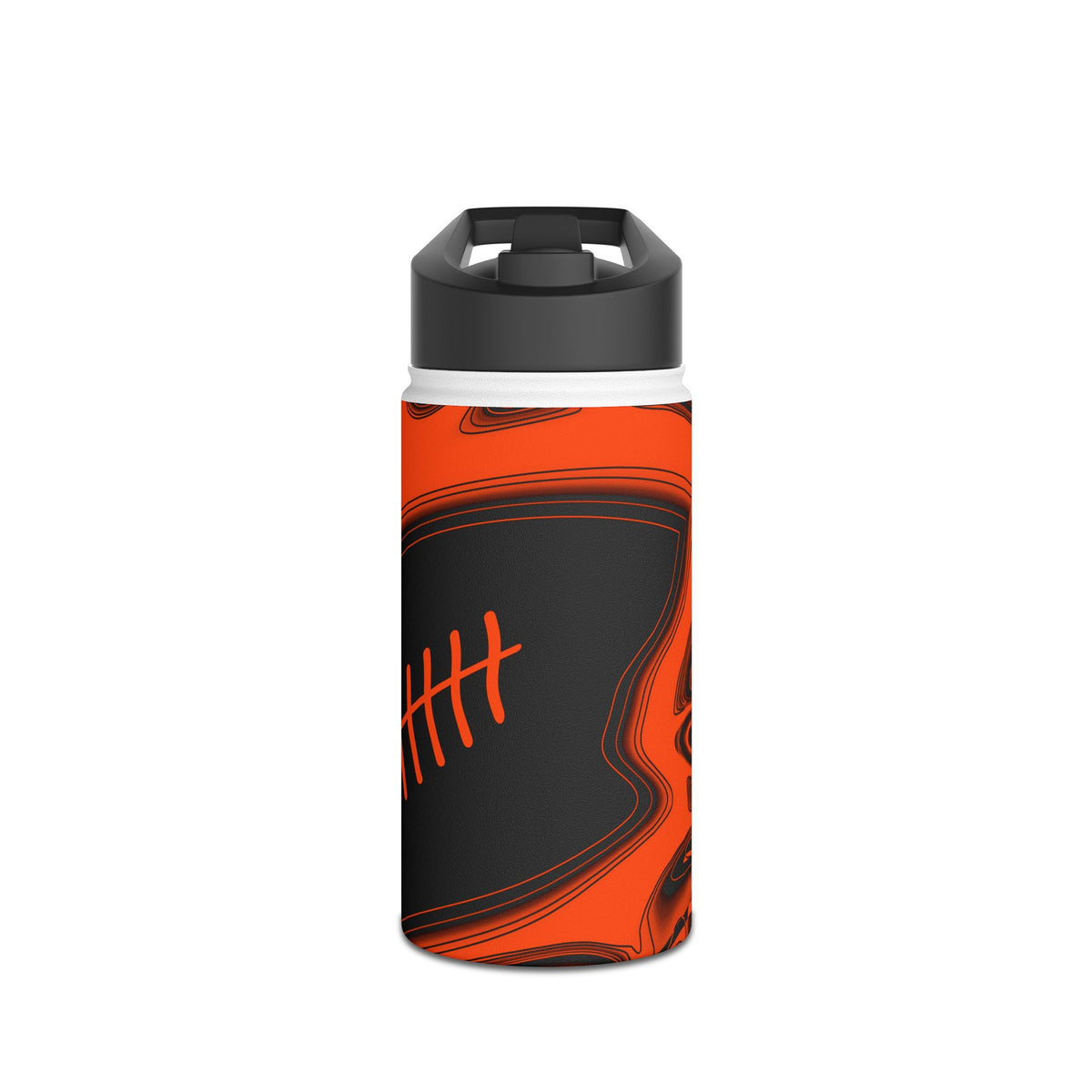 Orange & Black Trippy Football Water Bottle