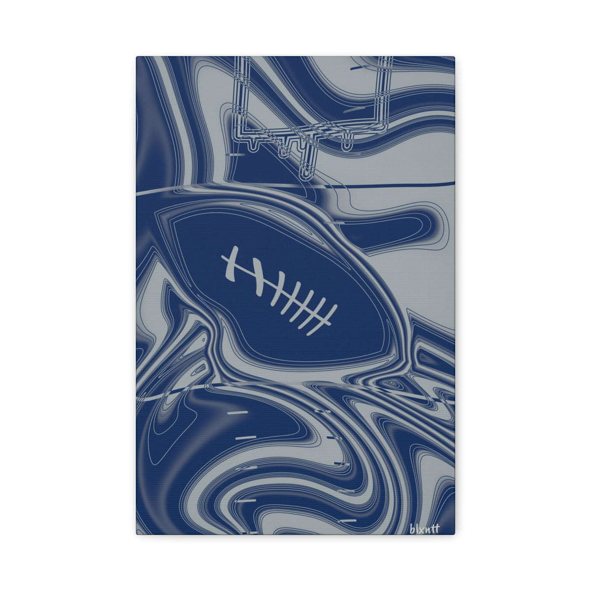 Blue & Gray Trippy Football Canvas
