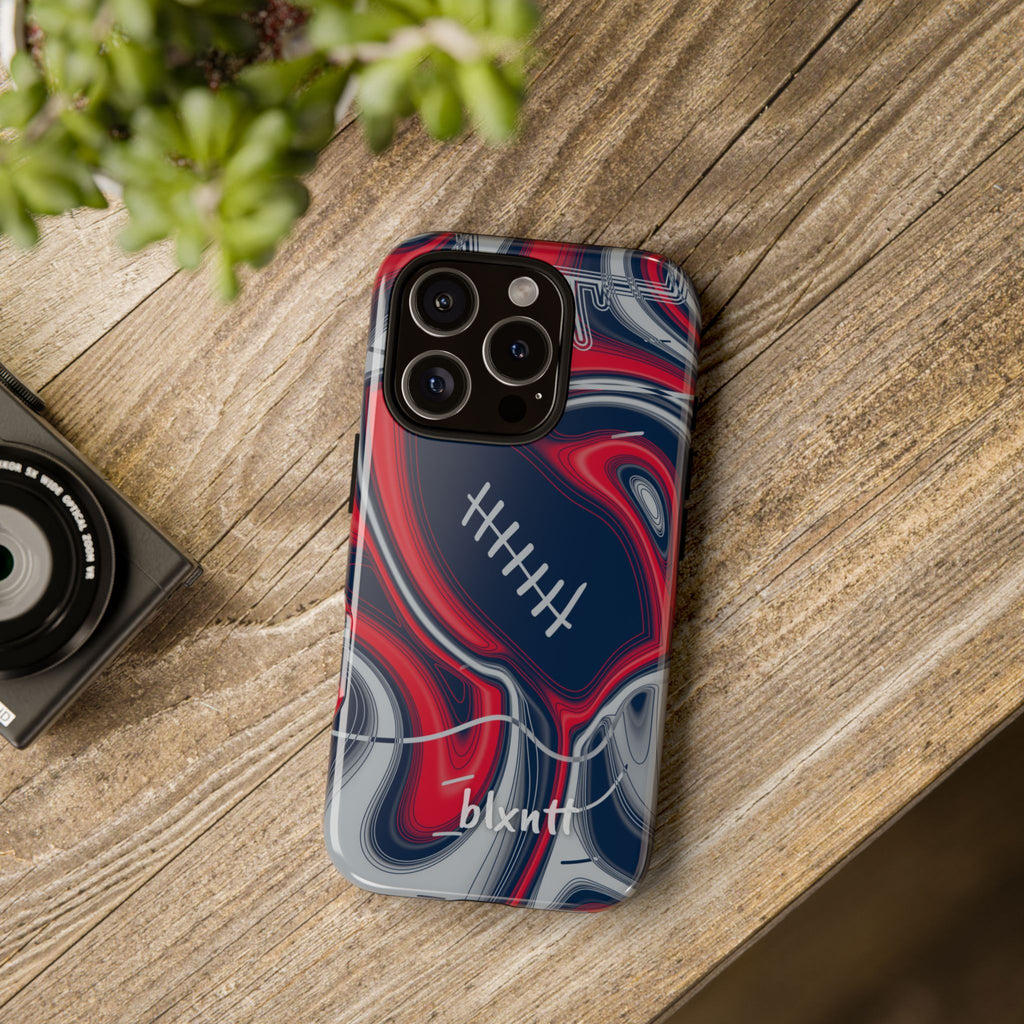 Navy, Red & Silver Trippy Football Phone Case
