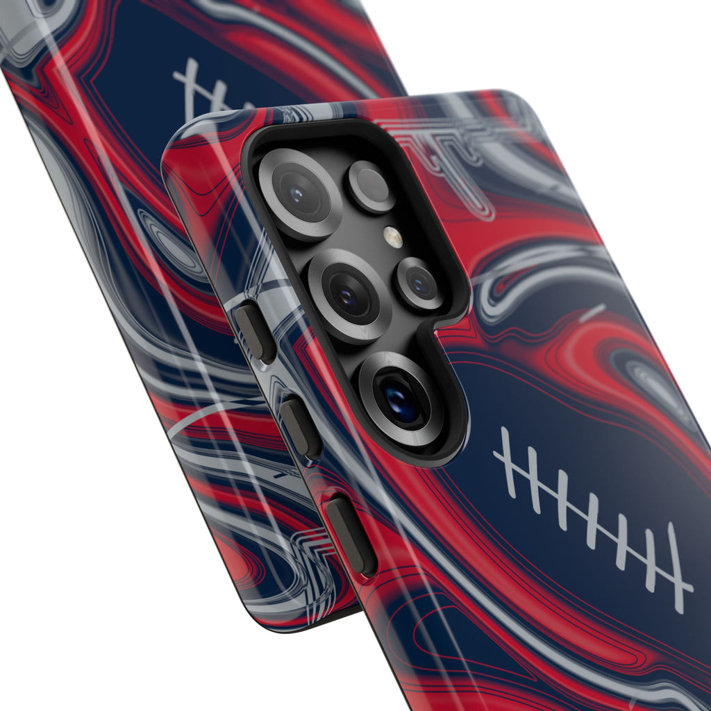 Navy, Red & Silver Trippy Football Phone Case