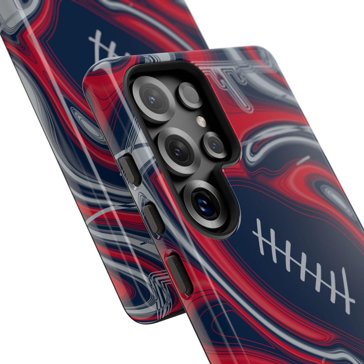 Navy, Red & Silver Trippy Football Phone Case