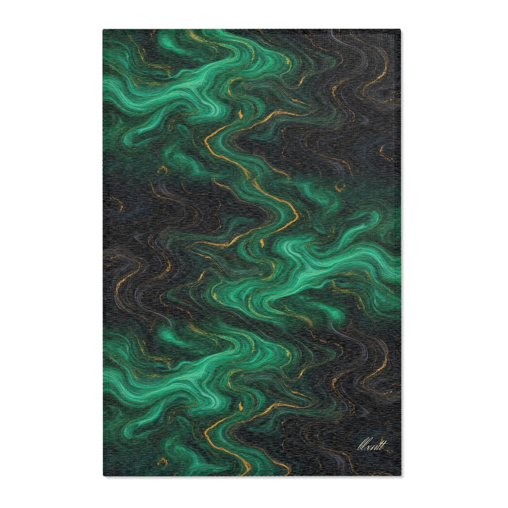Emerald & Black Marble Area Rug