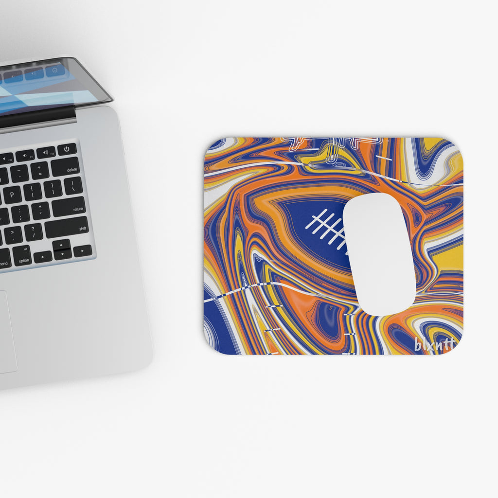 Royal Blue & Yellow Trippy Football Mouse Pad