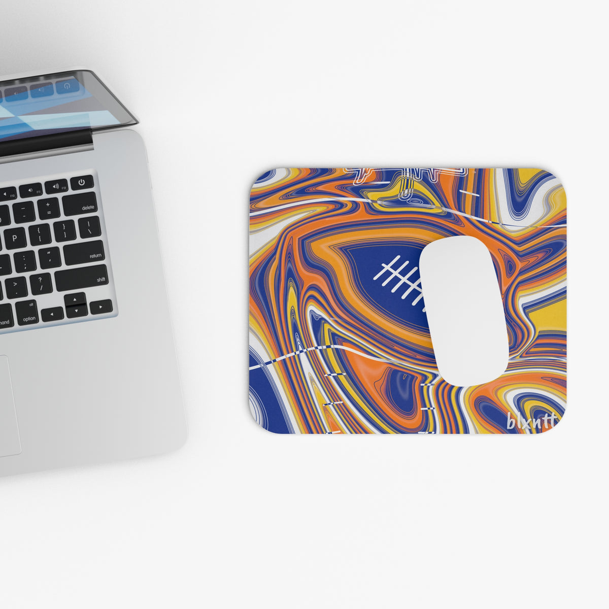 Royal Blue & Yellow Trippy Football Mouse Pad