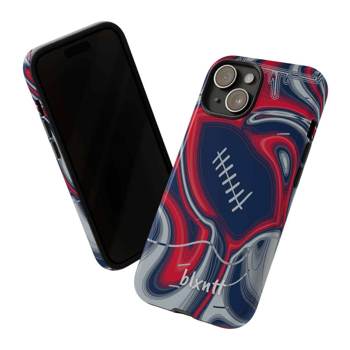 Navy, Red & Silver Trippy Football Phone Case