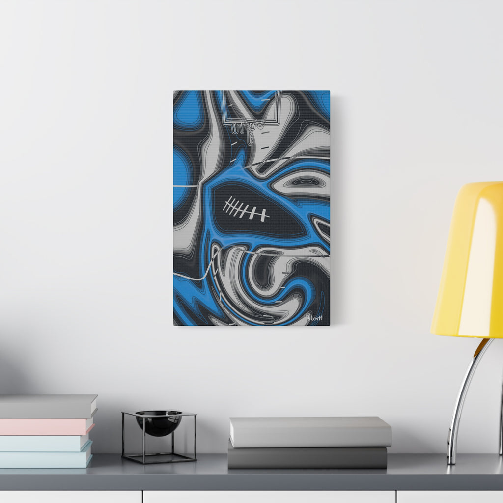 Sky Blue, Black & Silver Trippy Football Canvas