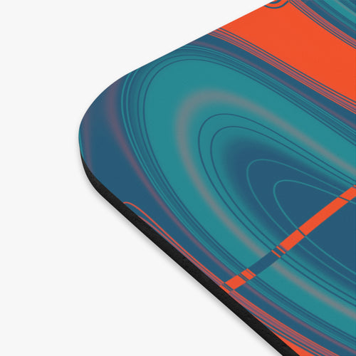 Aqua & Orange Trippy Football Mouse Pad