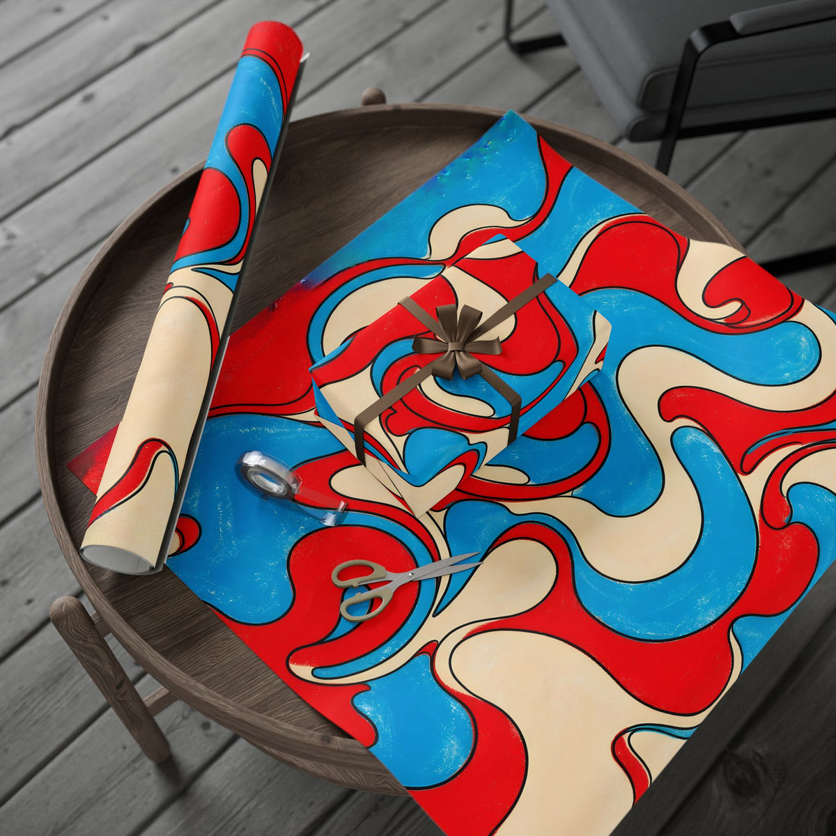 Fillmore Flow - Red, Cyan & Cream Wrapping Paper