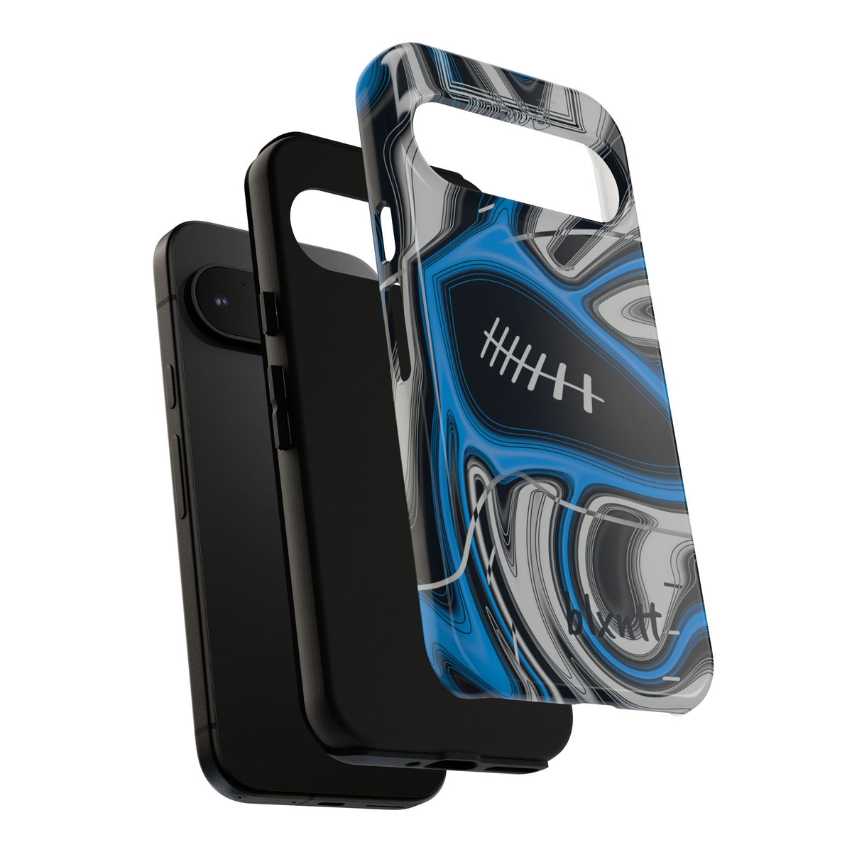 Sky Blue, Black & Silver Trippy Football Phone Case
