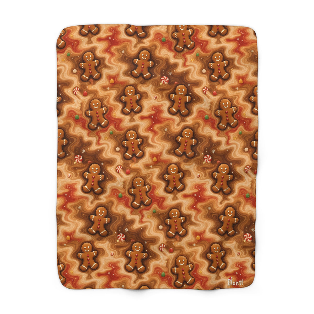 Gingerbread Trippy Christmas Sherpa Blanket