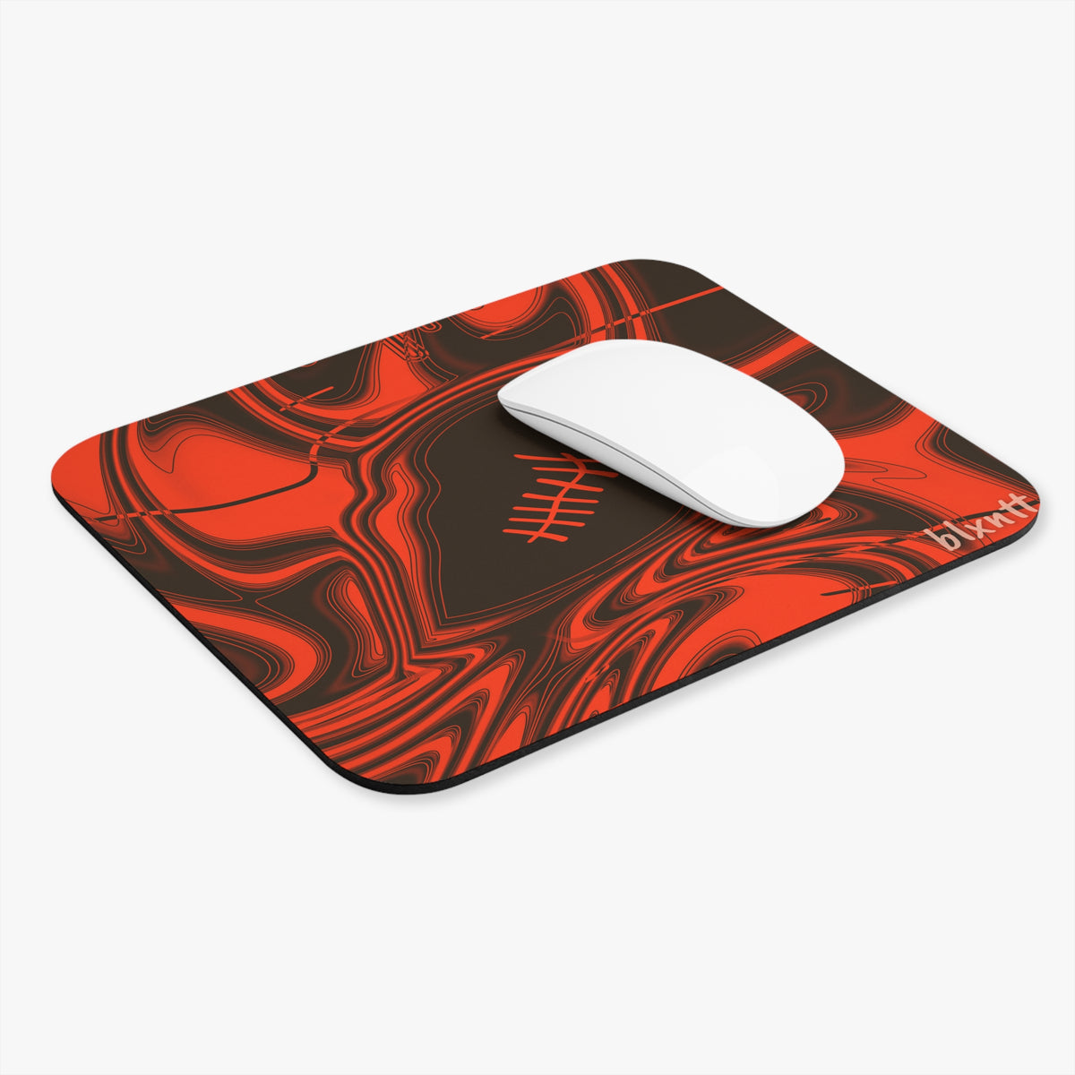 Brown & Orange Trippy Football Mouse Pad