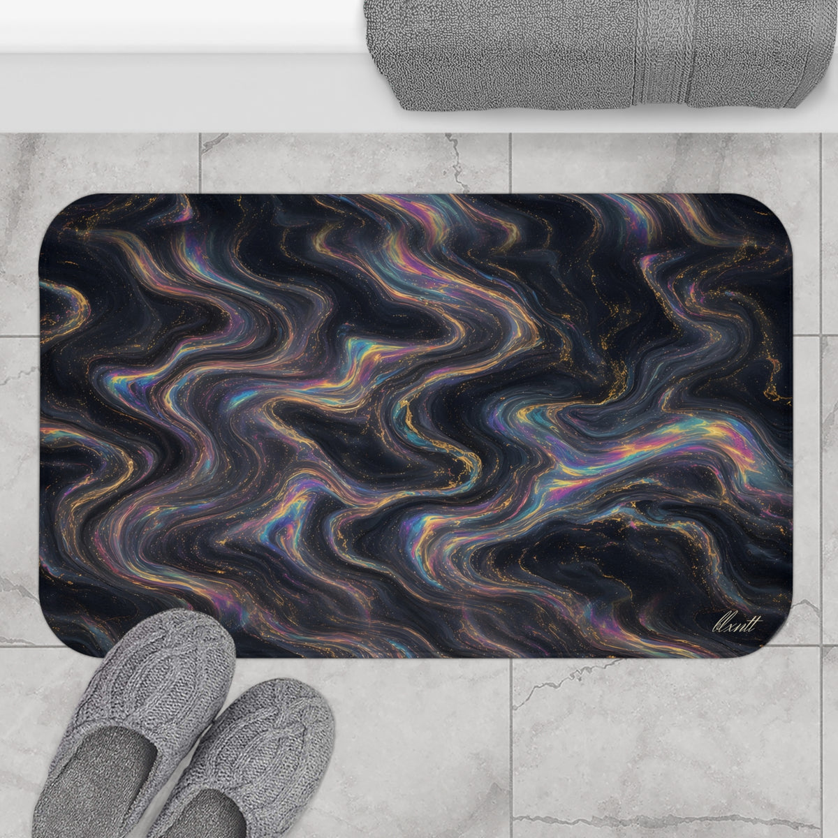 Galaxy Iridescent Marble Bath Mat