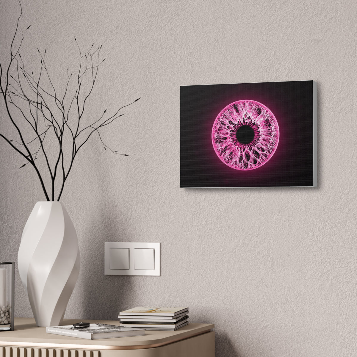 BLXNTT Iris – Lace Web Neon Pink Glossy Canvas