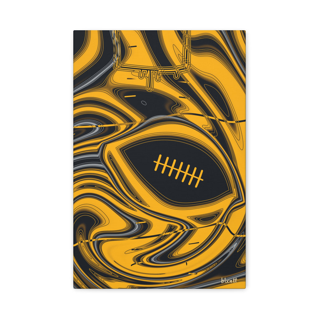 Black & Gold Trippy Football Canvas