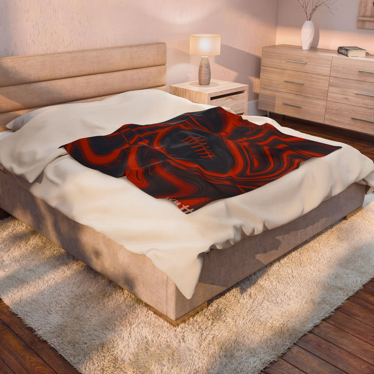Navy & Orange Trippy Football Blanket