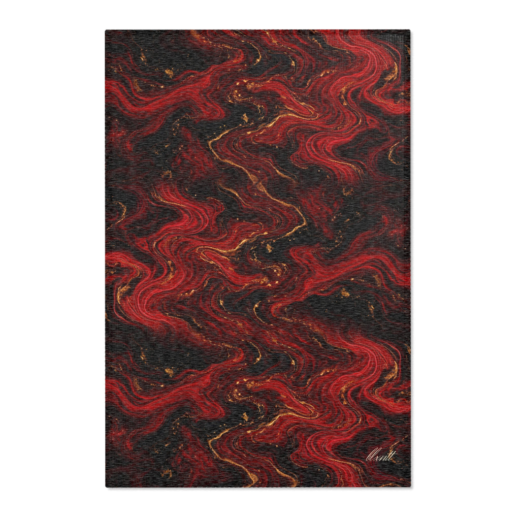 Red & Black Marble Area Rug