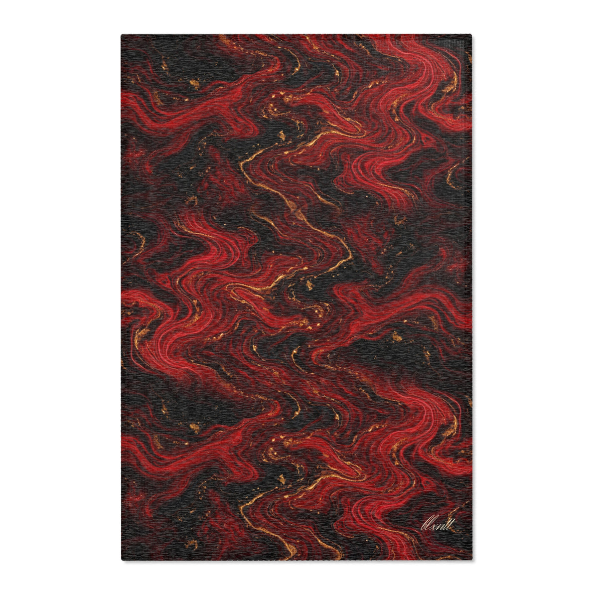 Red & Black Marble Area Rug